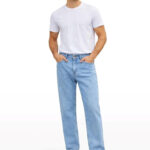 COZYON Men Loose Fit Mid Rise Light Blue Jeans