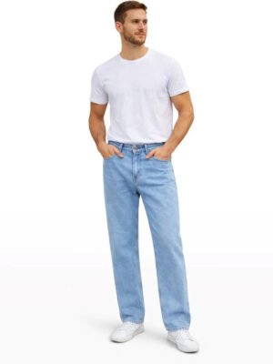 COZYON Men Loose Fit Mid Rise Light Blue Jeans