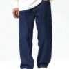 COZYON Men Loose Fit Mid Rise Dark Blue Jeans