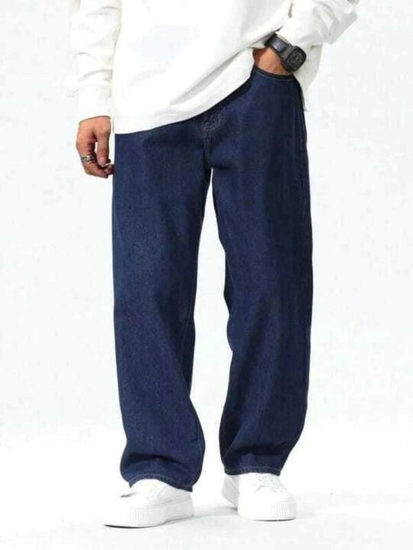 COZYON Men Loose Fit Mid Rise Dark Blue Jeans