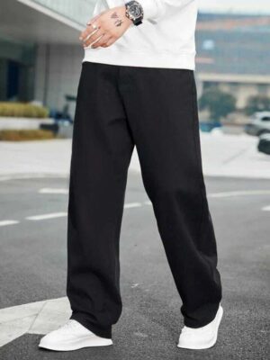 COZYON Men Loose Fit Mid Rise Black Jeans