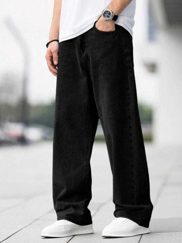 COZYON Men Loose Fit Mid Rise Black Jeans